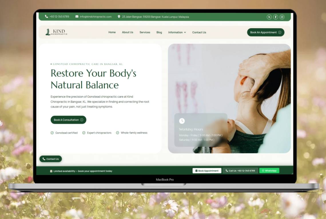 Kind Chiropractic website showcase
